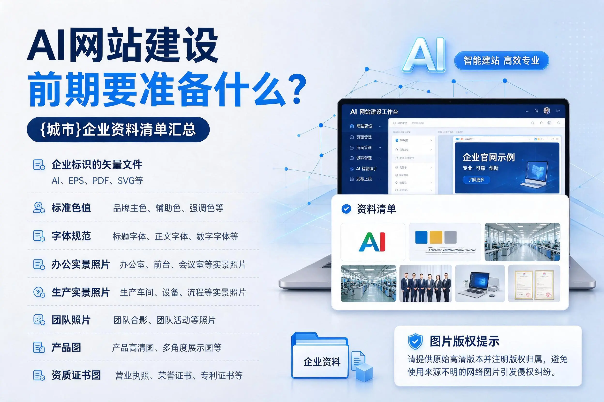 AI网站建设前期要准备什么？北京企业资料清单汇总
